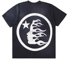 HELLSTAR Men's Distressed Logo Graphic Oversized T-Shirt, Casual Cotton Short Sleeve Tee - 黑色 - 查看 2