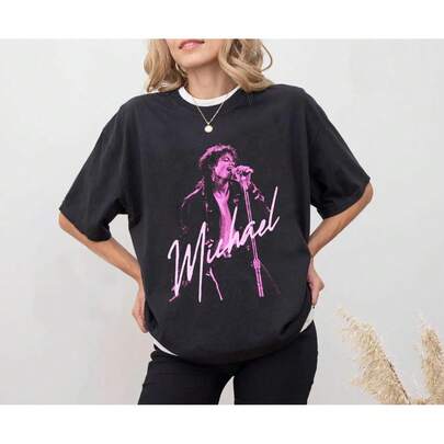 Unisex Black Tshirt Adults Kids Pop Music Icon Retro Casual Short Sleeve, Festival, Holiday Outfits For Women, Summer, Summer Tops, Summer Clothes, Family Matching Outfits, Tops For Women Summer, Summer Tops Women, Girls Summer, Summer Outfits Teen, Tween Holiday Clothes, Holiday Outfits For Women, Kids Summer Clothes, Y2k, Streetwear, M-Ichael J-Ackson Vintage Shirt, M-Ichael J-Ackson Tshirt, Jackson Shirt, Michael King Of Pop Shirt, Michael Fan Gift Designed For Comfortable Daily Wear, Ideal For Concerts Festivals And Casual Outings, Smooth And Pleasant Fabric Feel, Easy To Pair With Jackets Hoodies And Accessories, Fits Adults And Kids Personalised Gifts, Boyfriend Gifts, Mother's Day Gift, Father's Day Gift, Kids Gifts, Girls Gifts, Gifts For Girls, Gift For Kids, Friends And Family.