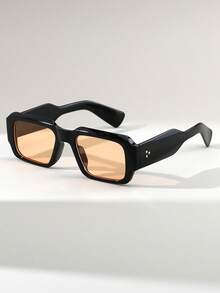 1 par de gafas de moda de estilo callejero casual retro con remaches y patas anchas para hombres - Multicolor - Ver 1