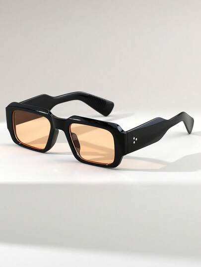 1 par de gafas de moda de estilo callejero casual retro con remaches y patas anchas para hombres