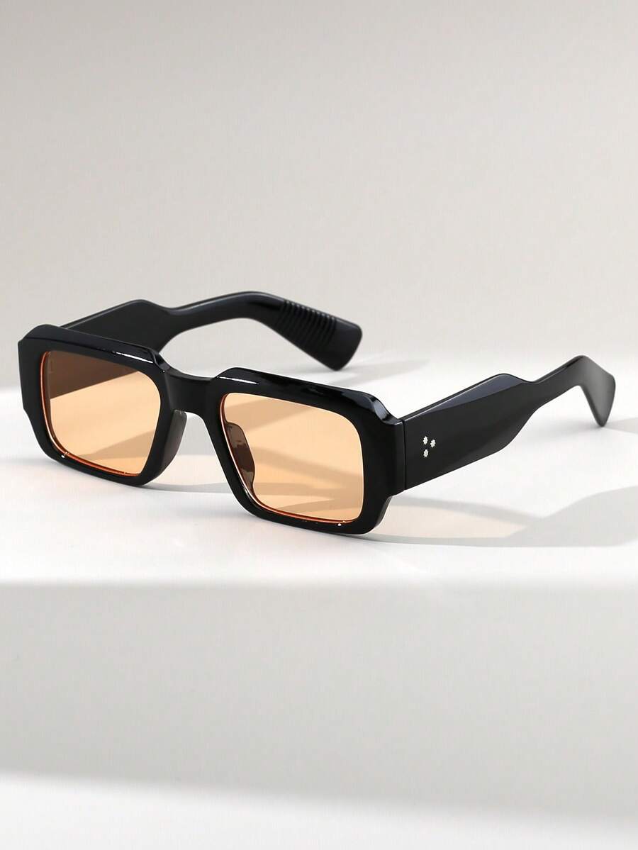 1 par de gafas de moda de estilo callejero casual retro con remaches y patas anchas para hombres - Multicolor - Ver 1
