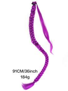 28-Inch Purple Synthetic Fiber Braid Wig, Convenient Clip-On Ponytail Hair Extension, Suitable For Cosplay, Halloween Costumes - Multicolor - View 22
