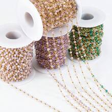 1m Fashionable Stainless Steel Square Bead Chain, Colorful Bohemian Style Beaded Chain Suitable For DIY Bracelet, Necklace, Jewelry Accessories - DIY Chain - View 3
