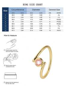 Charm-In 18K镀金粉色立方氧化锆戒指，简约缠绕式女士个性饰品 - 金色 - 查看 4