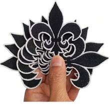 10pcs/Pack Black & Gold Iris Flower Embroidered Cloth Patches, Clothing Appliques - Cloth Patch - View 3