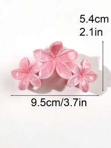 1个樱花粉色鸡蛋花拼布发爪，柔软韩式发爪，适用于盘发、马尾辫、海滩、度假、野餐、派对等夏季发饰，沙滩发夹，度假发夹 - 彩色 - 查看 3