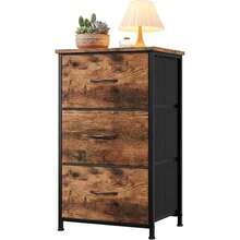 Organizador de almacenamiento multifuncional, elegante armario de 3 cajones con contenedores de tela extraíbles para dormitorio, sala de estar, armario, entrada, pasillo, lavandería - Color vintage + negro - Ver 8