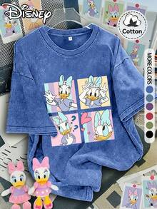 Disney Daisy Lilo & Stitch Is Not Lazy And. Retro Washed Black Oversized Cotton T-Shirts, Oversized Loose-Fitting T-Shirts For Men And Women, Funny Disney Tops. - Màu xanh lam - Xem 1