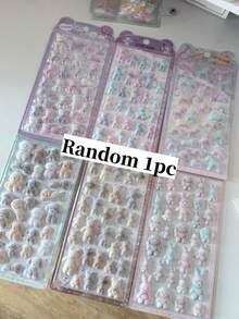 可爱柔软绒面小熊和小兔子贴纸 - 6 款 3D 立体泡沫动物贴纸，可用于装饰水瓶、笔记本电脑、手机壳等 - color - 查看 10