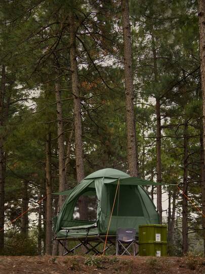  SoBuy Folding Bed With Tent, 2 Person, 7-In-1 Pop-Up Tent With Air Pump, Rolling Bag, Sleeping Bag, Awning, Waterproof Camping Bed, Outdoor Camping Lounger, Family Tent, Green, 193x188x145cm, Up To 180 Kg, OGS32-L-GR