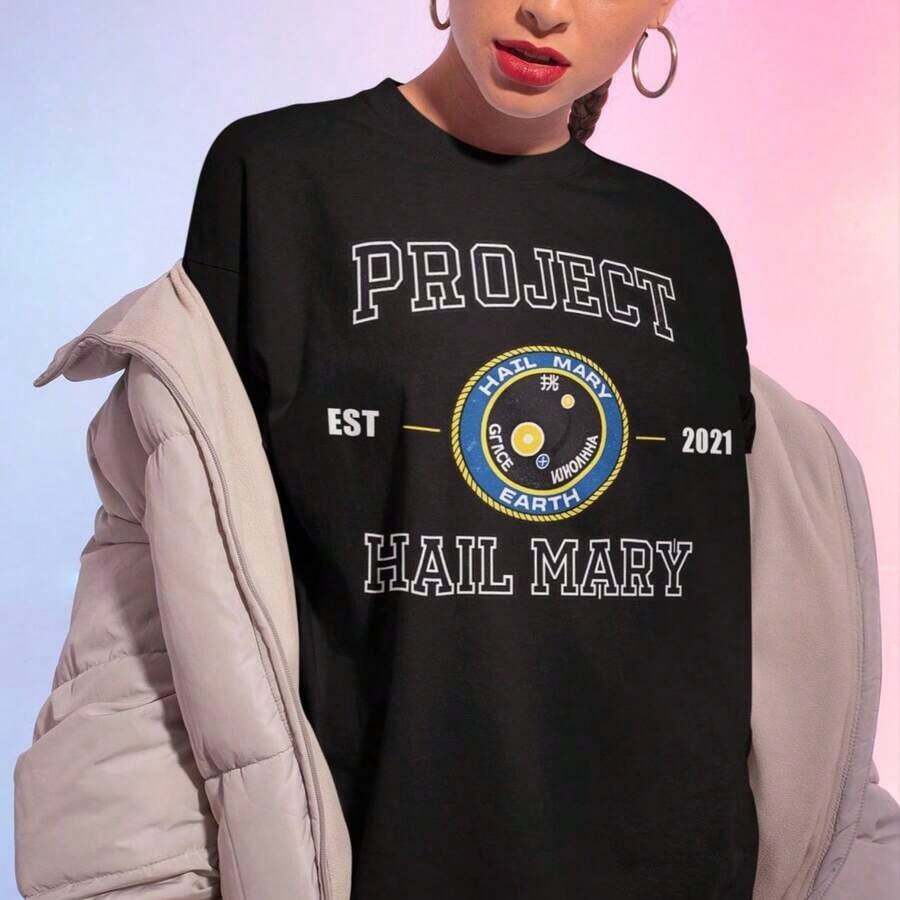 Unisex Project Hail Mary Shirt - Ryland Grace TshirtRockyJazz Hands - 黑色 - 查看 1