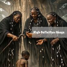 1pc/Set Mystical African Ritual Canvas Wall Art, African Three Elders & Child With Sacred Bowl For Cultural Home & Study Decor, African Cultural Art For History Buffs & Home Decoration, Perfect Gift For Culture Lovers​, Canvas Poster Prints, Canvas, Without Frame - Retro - View 4