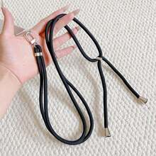 Adjustable Universal Solid Color Phone Lanyard, Unisex Detachable Halter, Anti-Lost Phone Necklace, Multi-Functional Phone Halter, Adjustable Length - Black - View 4