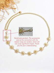 1 Pc Fashionable & Sexy Metal Sunflower Waist Chain With Quirky Smiling Face Pendant, Versatile Accessory For Ladies Daily, Vacation, Party Wear - Gold - View 6