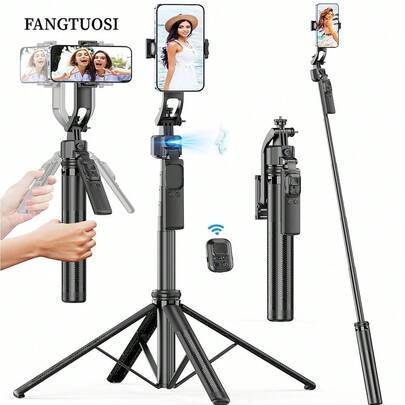 5 In 1 Selfie Stick Gimbal Stabilizer For Smartphone With Bluetooth Remote Intelligent AI Follow-Up Anti Shake Pan Tilt Tripod