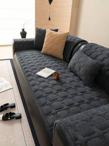 1pc All-Season Sofa Cushion Cover, Modern Minimalist Non-Slip Sofa Seat Protector, Dust-Proof And Washable, Soft And Colorfast, Pet-Friendly, Fits Sectional Sofa, Bedroom, Office, Living Room - Dark Grey - View 6
