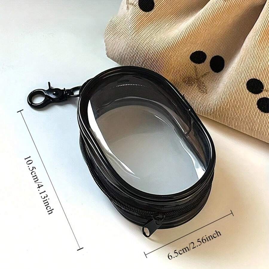 Love Hidden In The Bag, 1pc/3pcs Mini Transparent Zipper Storage Pouch With Letter And Flower Design, Amazing Couple Bag Charm! Can Also Compactly Store Small Items, Black And White Color, Exquisite And Small - Multicolor - View 1