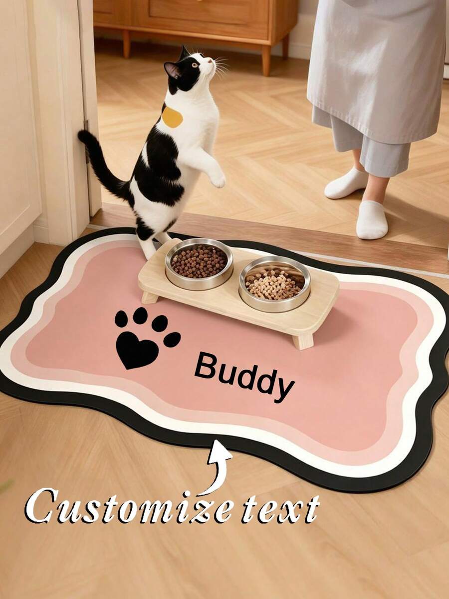 Customized Pet Photo And Name Food Mat - Waterproof And Non-Slip Dog Food Mat With Custom Photo And Name, Warm Personalized Pet Gift, Best Pet Owner Gift, Suitable For Dogs, Customized Pet Dog Food Mat, Waterproof Design - Multicolor - View 1