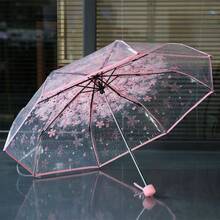 3-Fold Transparent Sakura Flower Umbrella, Windproof And Rainproof, Lightweight Foldable Umbrella, Cute Japanese Style Sakura Flower Umbrella Suitable For Travel, Wedding, And Daily Commute - Multicolor - View 2