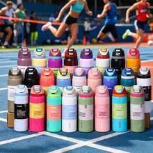 OWALA New 24OZ Stainless Steel Insulated Water Bottle With Straw, Suitable For Sports, Travel And School Activities. This Water Bottle Can Keep Water Temperature For Over 24 Hours, With Good Sealing, Portable, And Flip-Top Design, Perfect For Holding Cold And Hot Drinks, Coffee And Iced Beverages. - 彩色 - 查看 1