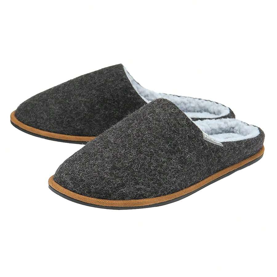 Dunlop - Mens Slip On Mule Slippers | Memory Foam Slippers With Hard Traction Rubber Sole - Dark Grey - View 1
