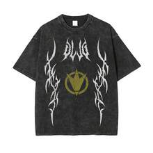 Legend Ranger Black Dino Thunder Vintage Washed T-Shirt - Brachio Hero Graphic Tee - 230G, Urban Grunge Style, Cosplay - Black - View 4