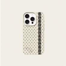 1pc Signature Lace Polka Dot Pattern Full Coverage TPU Shockproof Phone Case, Compatible With Apple 16, 15, 14, 13, 12, 11 Pro Max, And Series - Multicolor - View 5