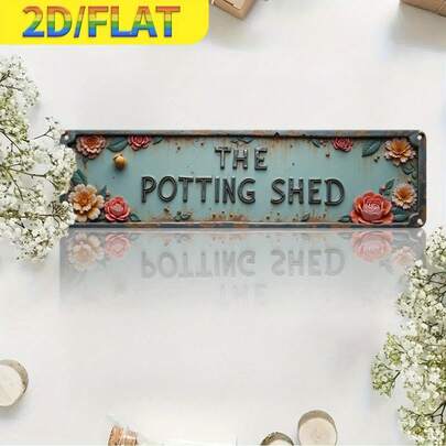 2D FLAT 1pc Vintage "Greenhouse" Metal Wall Hanging - Rustic Floral Design, 16 Inch X 4 Inch, Durable Iron, Easy To Hang - Ideal For Home, Garden, Office, Bar, Cafe Decor - Multipurpose Indoor/Outdoor Use, Office Humor Decor | Retro Wall Art | Easy Hanging, Metal Wall Decor Art With Pre-Drilled Holes As Shown In Size