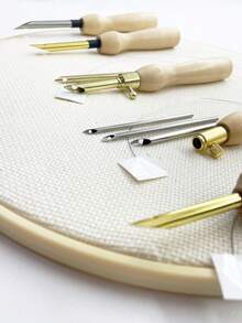 Beginner-Friendly Wooden Handle Punch Needle Set With Threader, Non-Slip Smooth Wood Handle For Easy Grip, Suitable For Punch Needle Felting, Knitted Embroidery, DIY Craft, Home Textile Decoration, Gift Making Tools - Wooden Handle Stinger - View 6
