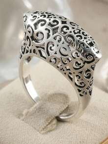 1pc Vintage Asymmetrical Angled Ring, Suitable For Women. This Is An Ideal Jewelry Gift For Weddings, And A Perfect Present For Her. - Silver - View 10