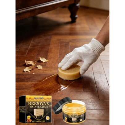 100% Cera de abeja natural para el cuidado de muebles, pulido, impermeabilización, anti-agrietamiento, mejora del brillo, mantenimiento resistente al desgaste de pisos de madera, gran regalo para familiares y amigos, Día de San Valentín (envío aleatorio de versiones nuevas y antiguas)