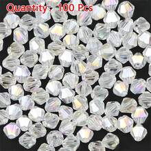 100Pcs Multicolor Austrian Crystal Bicone Beads - 4mm Faceted Glass Spacer Beads For DIY Jewelry Making And Handmade Crafts - One Bag - View 14