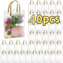 40/30/10入 節日禮品袋 磨砂PVC手提袋 便攜禮品包裝袋 紀念品袋 派對伴手禮袋 適用萬聖節、聖誕節、生日、婚禮派對用品、開學季 - 透明 - 查看 15