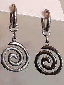 ZIRUISP 2pcs Y2k Gothic Jewelry Stainless Steel Swirl Earrings Cool Korean Charms Hoop Earrings For Women Fashion Cute Punk Jewelry Accessories - 耳環 - 查看 6