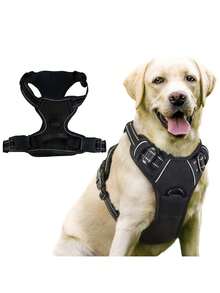Large Dog Harness, Anti-Pull Pet Chest Strap With 2 Leash Clips, Adjustable Soft Padded Dog Vest, Reflective Oxford Cloth Pet Harness With Easy Control Handle, Suitable For Large Dogs - Black - View 15