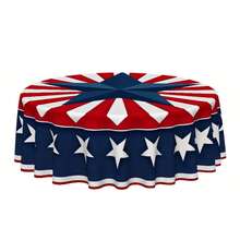 4th Of July Tablecloth Stars And Stripes Print Table Cloth Patriotic Party Decoration For Independence Day - 多色180x180cm - 查看 6
