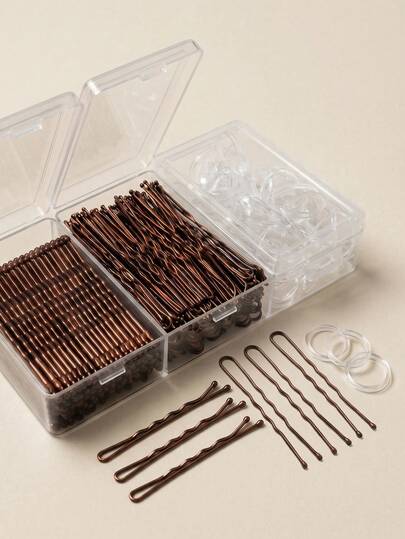 400 piezas Pinzas de pelo de metal, Pinzas de pelo en forma de U francesas de 2 pulgadas y 2.36 pulgadas, adecuadas para una longitud de cabello de 2 pulgadas a 2.75 pulgadas, con caja de almacenamiento (negro/marrón/dorado/plateado), tocado, pinzas de garra