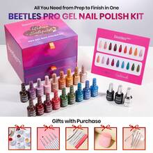 Beetles 18 Colors 15ml PRO Gel Polish Set – Urban Solitude Collection, Full Size Salon Nails Kit With Base Coat, Glossy & Matte Top Coats, 6 Painting Gel For Nails & Tools, UV Nail Lamp Cure Needed - 15Ml 18 Colors Urban Solitude - 查看 1
