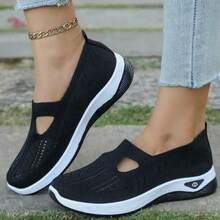 Women'S Lightweight Breathable Knit Walking Shoes - Soft EVA/PVC Sole, Low-Top Summer Sneakers With Fabric Upper & Lining, Multiple Colors For Casual & - 黑色 - 查看 3
