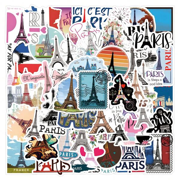 Paris Landscape Stickers, Art And Crafts, For Decorating Stationery, Water Bottles, Luggage, Refrigerator, Skateboard, Guitar
