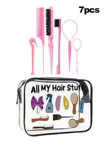 Hair Accessories PVC Makeup Bag, Travel Storage Bag - Girls Lightweight Makeup Bag, Portable Makeup Bag, Cruise Travel Large Capacity, Back To School Season - Multicolor - View 2
