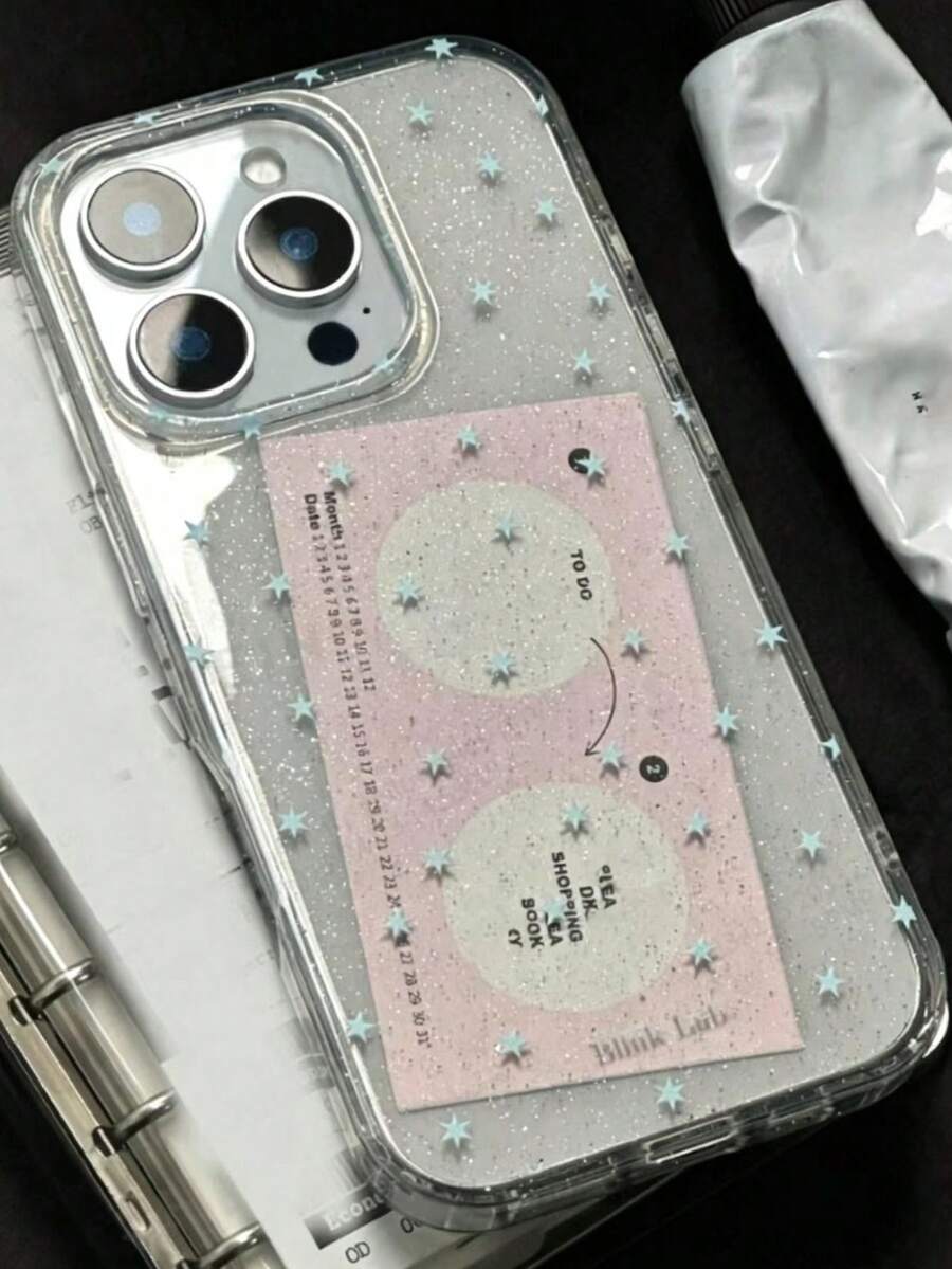 Sparkling Starlight Clear Phone Case, Compatible With 17 Pro Max/16/15/14/13/12 Pro Max/11, Cute Dreamy Glitter Shockproof Protective Cover, Korean Style Gift - Full Screen Little Stars - View 1