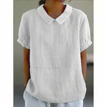 New Solid-Color Cotton-Linen Tops For Women, Spring Collection - White - View 12
