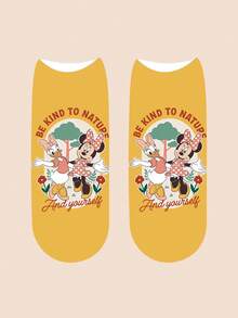 Bộ 5 đôi tất Disney dành cho nữ/đôi, thiết kế cá nhân hóa, đầy thú vị, màu sắc tươi tắn, họa tiết hoạt hình sáng tạo, thích hợp làm quà tặng lễ hội, thoải mái và thoáng khí, tăng thêm không khí gia đình, thời trang, phù hợp cho cả nam và nữ, tất hoạt hình vui nhộn, Mickey, Minnie, Donald, Daisy, Goofy, Pluto - Nhiều màu - Xem 4