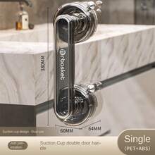 Asa de puerta con ventosa sin taladro y extraíble, asa de empuje y tracción resistente al agua y reutilizable para puerta corrediza de baño, gabinete de cocina, refrigerador, puerta de ducha, armario, barra de agarre para puerta sin adhesivo antideslizante para mejoras del hogar, reemplazo de perilla de puerta transparente de alta resistencia - Multicolor - Ver 13