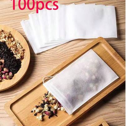 10/100/200Pcs Disposable Tea Filter Bags | Non-Woven Tea Bags Infuser For Loose Leaf Tea, Coffee & Herbs | Heat-Resistant, Lint-Free & Sealable | Home, Kitchen & Restaurant Essentials
