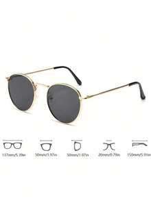 Vintage Round Metal Fashion Glasses Women And Men - Fashionable Summer Decorative Glasses With Black Frame, Gold Trim, And Lenses, Suitable Casual Or Formal Occasions, Vintage Glasses PYBY AUTT - Golden Tea - View 10
