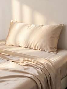 1 pieza Funda de almohada de unicolor 100% premium de seda suave, sin relleno de almohada, de seda sintética transpirable, con cierre de sobre, adecuada para cama, sofá, sala de estar, estilo rústico, tamaño 20"X54", funda de cojín decorativa, unisex, lavable a máquina, adecuada para dormitorio, sala de estudio, etc. - Caqui - Ver 1