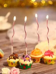 6pcs/Box Long Spiral Metallic Cake Candles, Thin Coil Birthday Candles With Holders For Cake Decoration, Suitable For Birthday Party, Graduation Season, Wedding, Celebration And Other Events - View 6