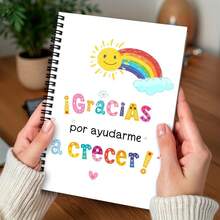1pc Rainbow Spanish Teacher Spiral Notebook Journal, School Office Supplies, Teacher Appreciation Gifts For Women Men, Thank You Teacher Gifts, Daily Planner - H - View 3